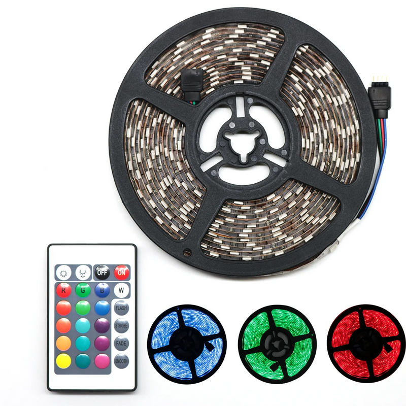 5050 Rgb Led Tape Roll 5m Ip65 + Control + Source 12v Bivolt